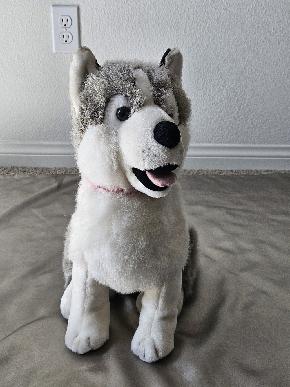 Rare Husky Puppy Stuffed Animal - Gray & White Cozy Toy 16inch